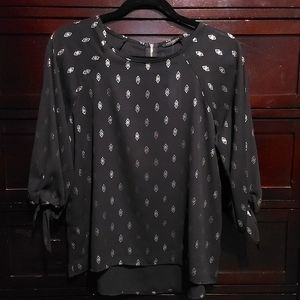 Papermoon Black & Gold Foil Print Blouse | S